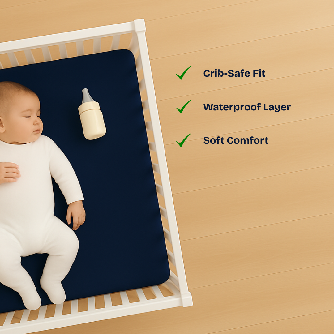 Crib Mattress Protector Navy Blue