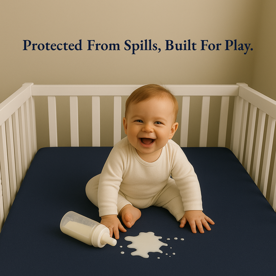 Crib Mattress Protector Navy Blue