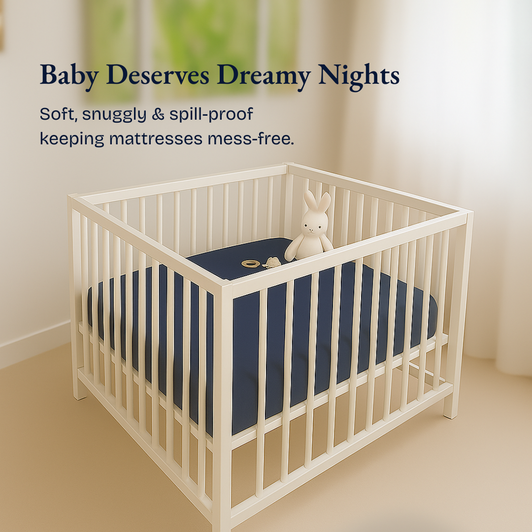 Crib Mattress Protector Navy Blue