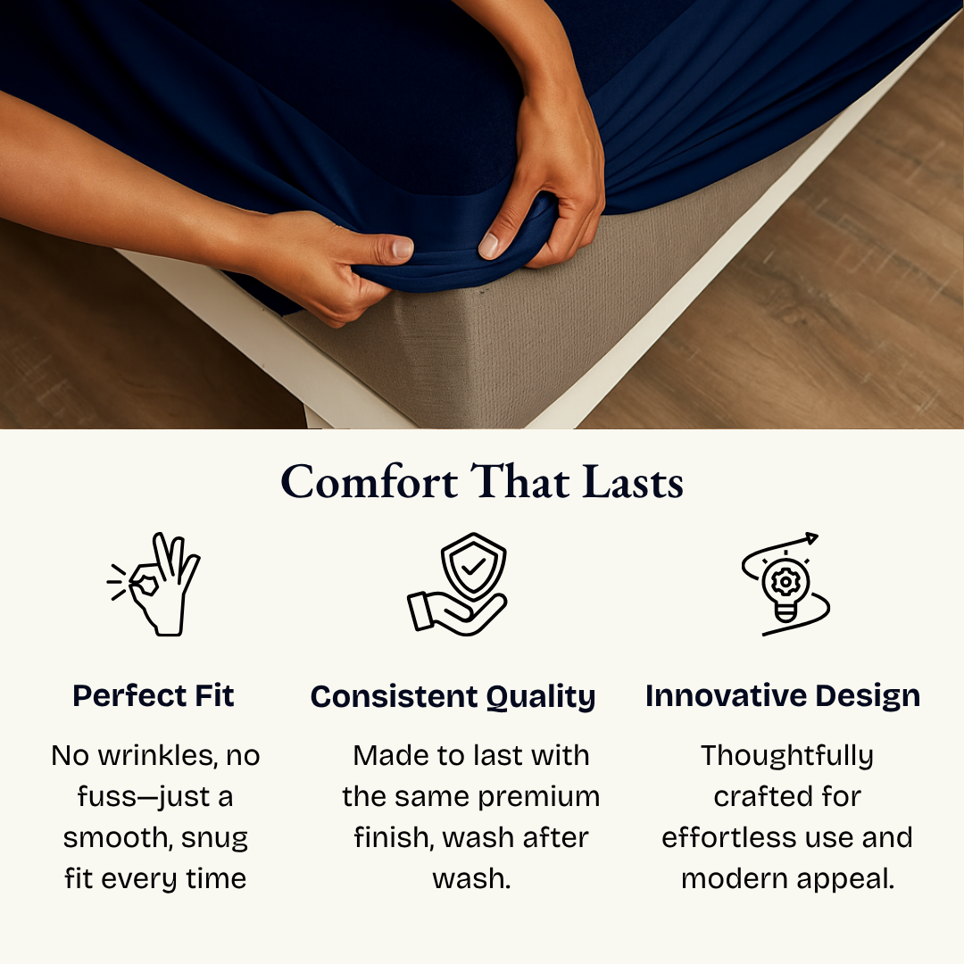 Terry Elastic Navy Blue Waterproof Mattress Protector