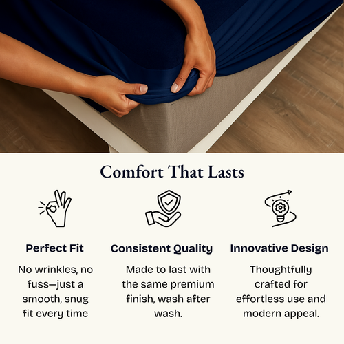 Terry Navy Blue Waterproof Mattress Protector