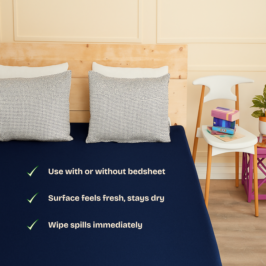Terry Elastic Navy Blue Waterproof Mattress Protector