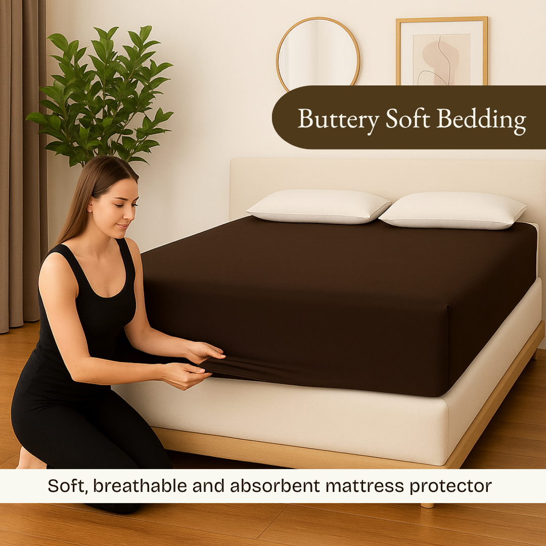 Terry Elastic Dark Brown Waterproof Mattress Protector