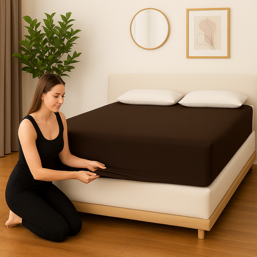 Lycra Dark Brown Waterproof Mattress Protector