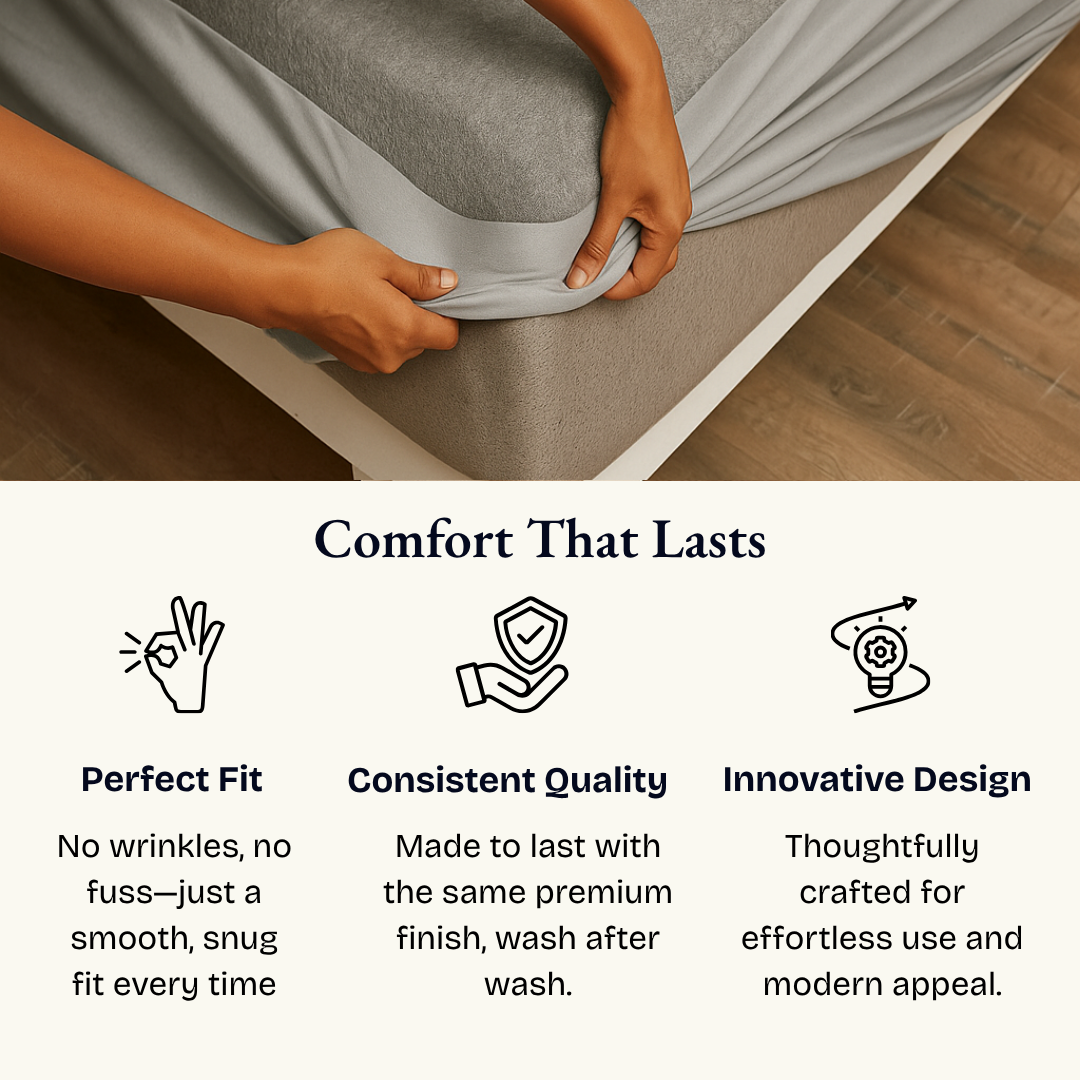 Terry Elastic Grey Waterproof Mattress Protector