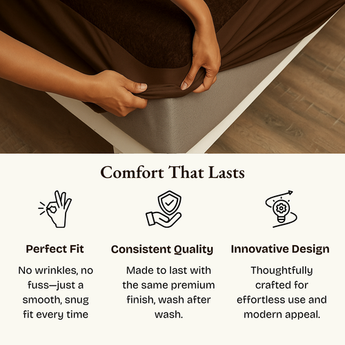 Lycra Dark Brown Waterproof Mattress Protector
