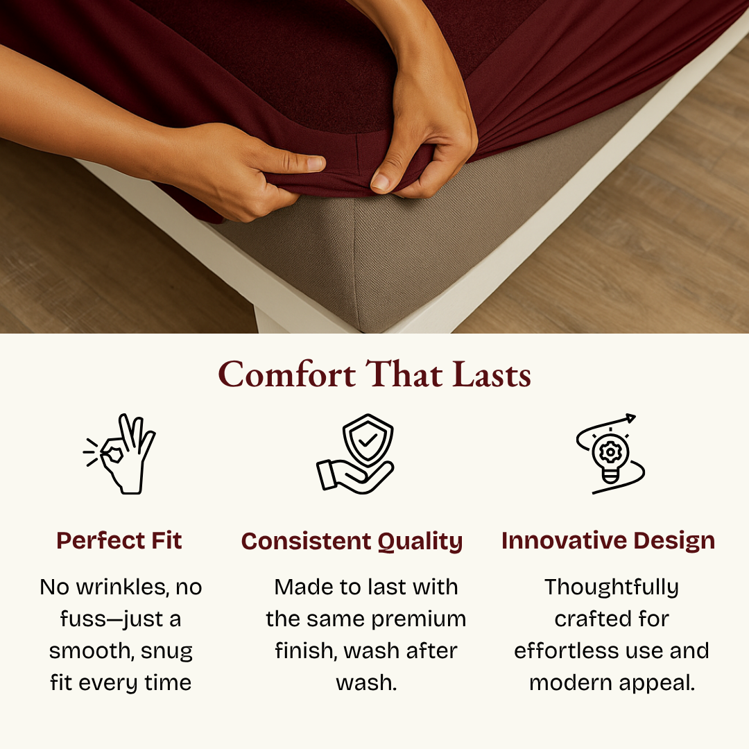 Terry Elastic Maroon Waterproof Mattress Protector