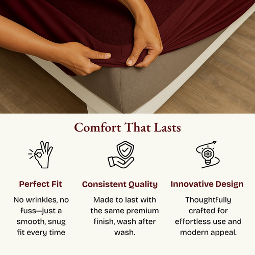 Lycra Maroon Waterproof Mattress Protector