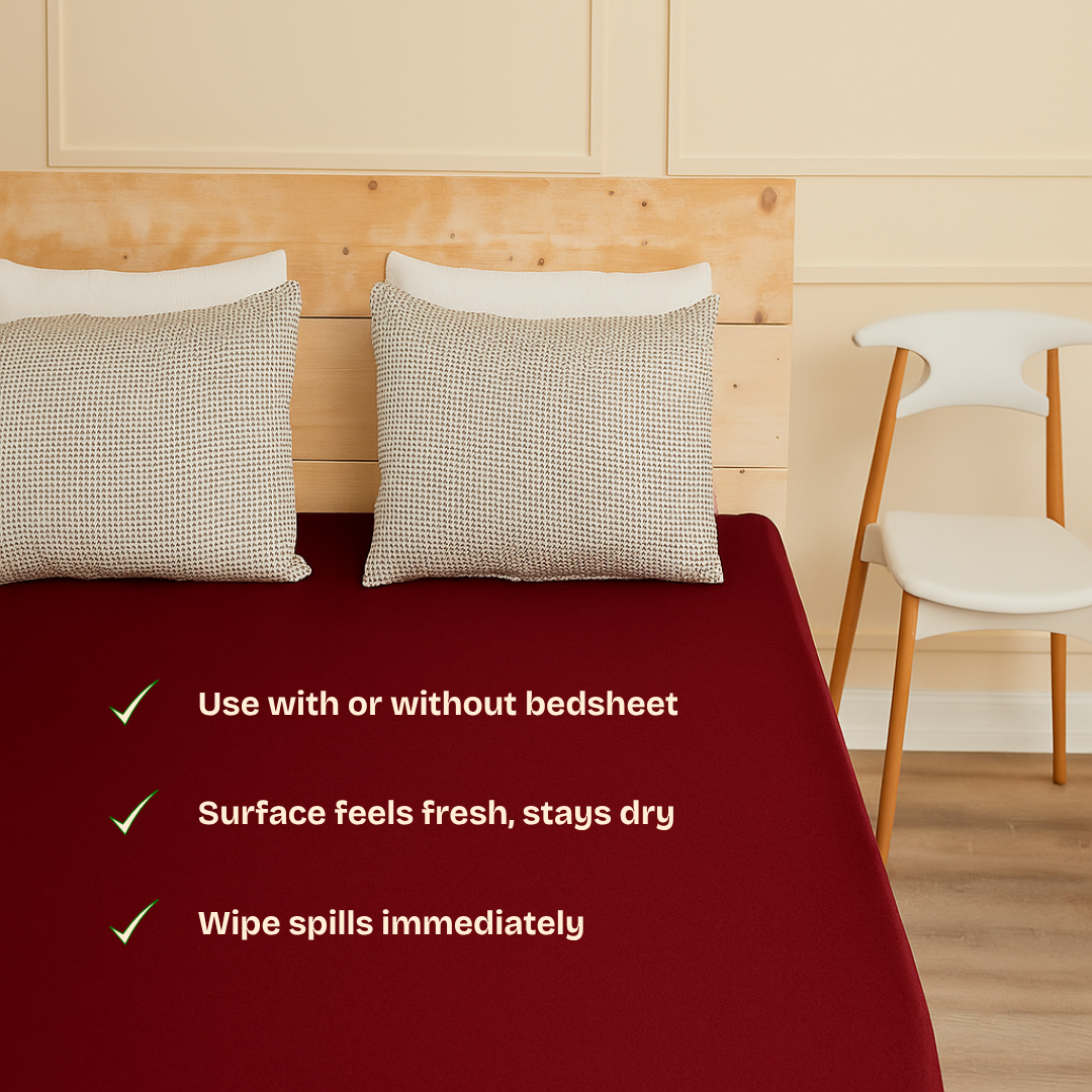 Terry Elastic Maroon Waterproof Mattress Protector
