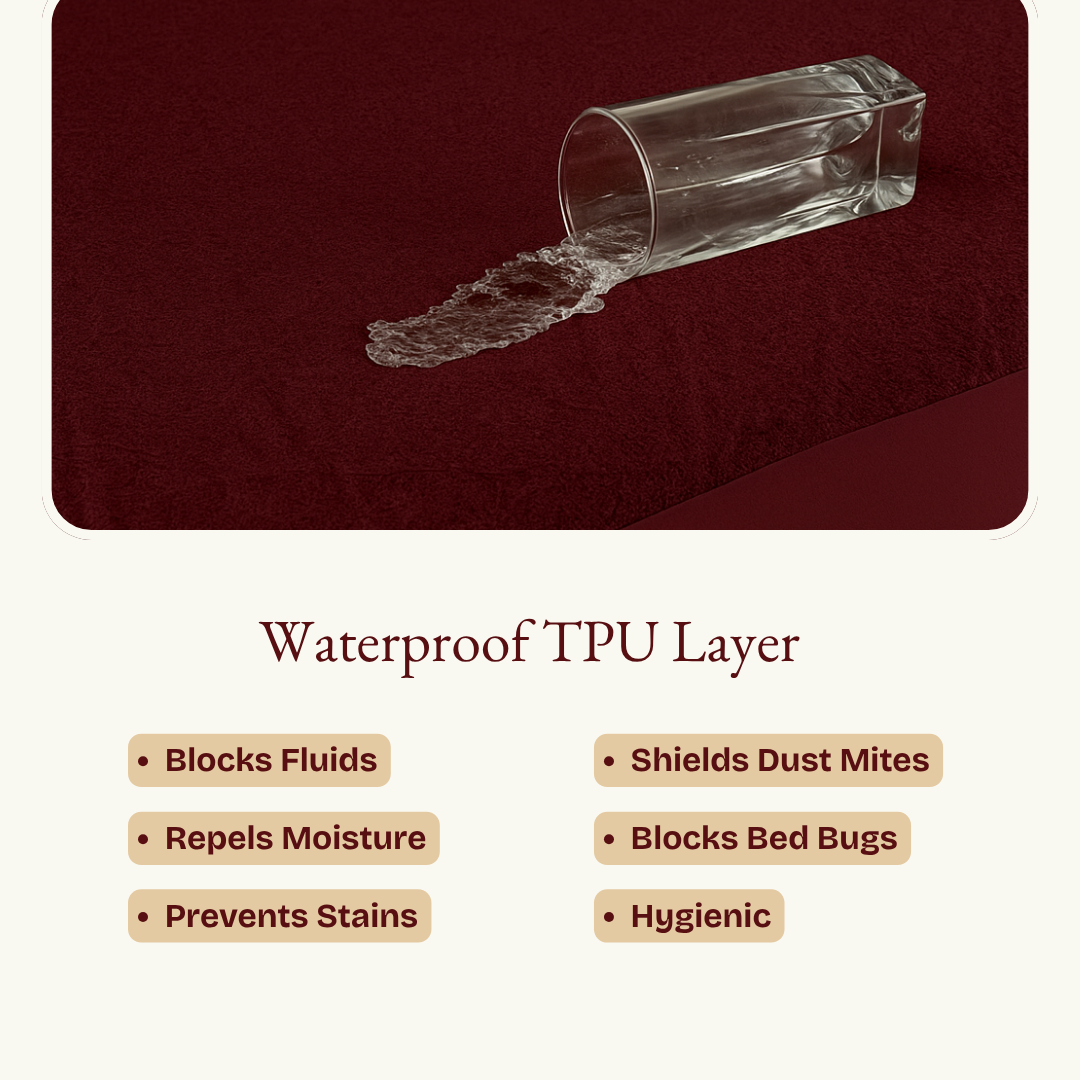 Terry Elastic Maroon Waterproof Mattress Protector