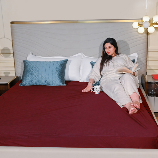 Maroon Waterproof Mattress Protector