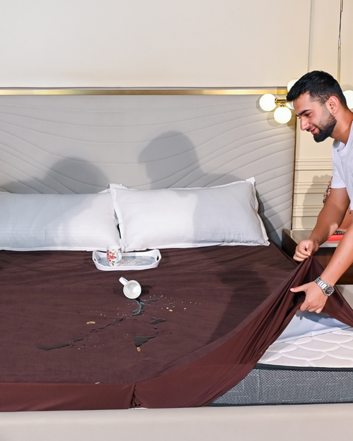 Lycra Dark Brown Waterproof Mattress Protector