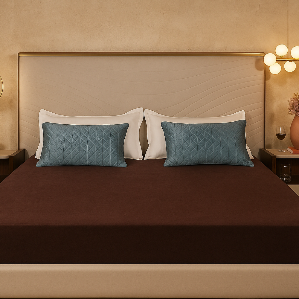 Lycra Maroon Waterproof Mattress Protector