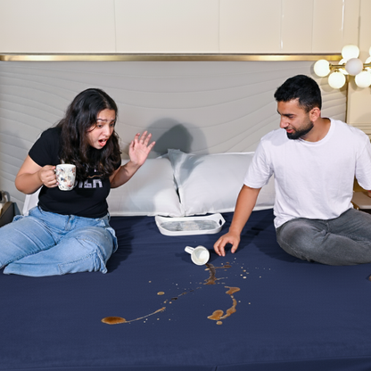 Terry Navy Blue Waterproof Mattress Protector