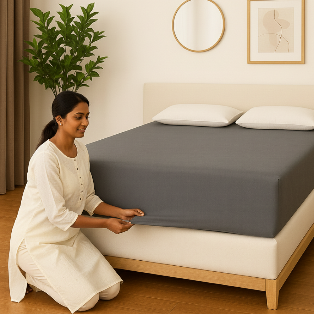 Lycra Grey Waterproof Mattress Protector