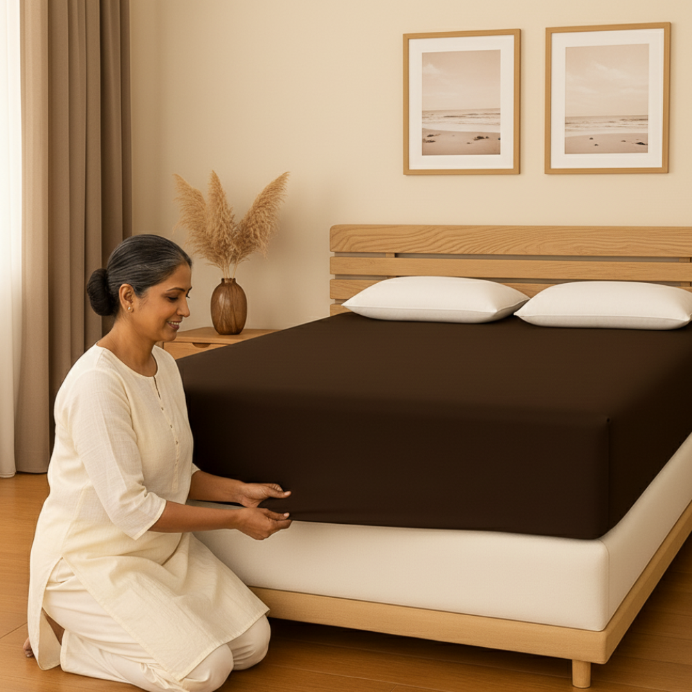 Lycra Dark Brown Waterproof Mattress Protector