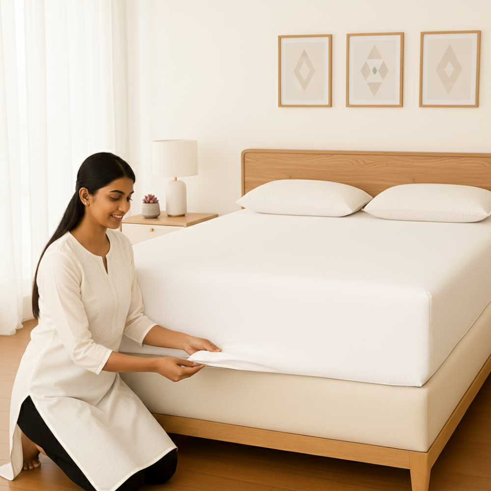 Lycra White Mattress Protector