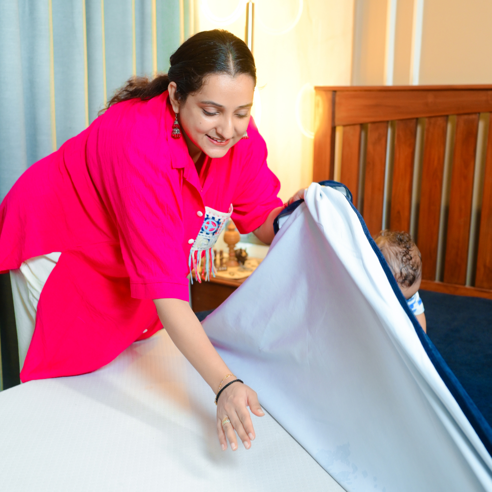 Terry Elastic Navy Blue Waterproof Mattress Protector