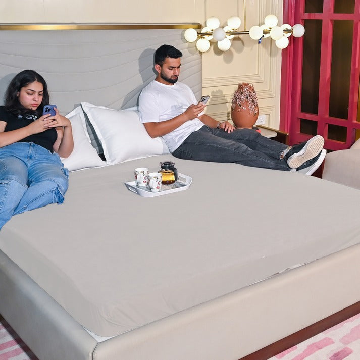 Lycra Grey Mattress Protector