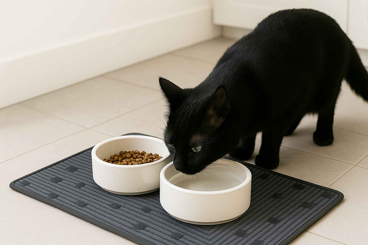 Catch every spill, splash, or enthusiastic paw-dunk. Whether your cat’s a neat eater or a bowl flipper, the mat keeps their feeding zone dry, clean, and floor-safe